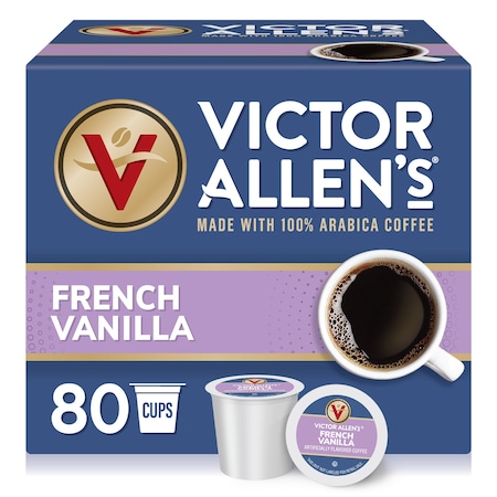 Victor Allen Victor Allen's Coffee French Vanilla Flavored, Medium Roast, 80 count, Single Serve Coffee Pods for Keurig K-Cup Brewers, PK80 FG014608RV